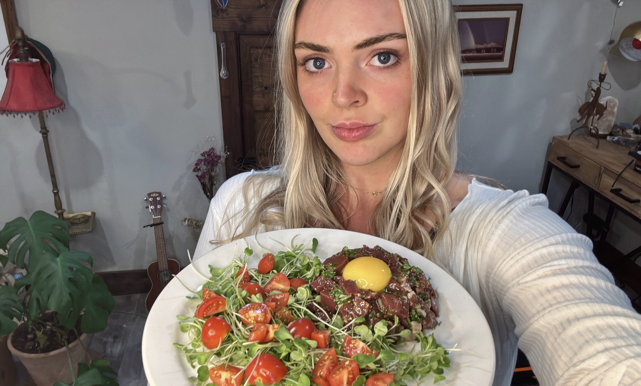 Mikayla with healthy food